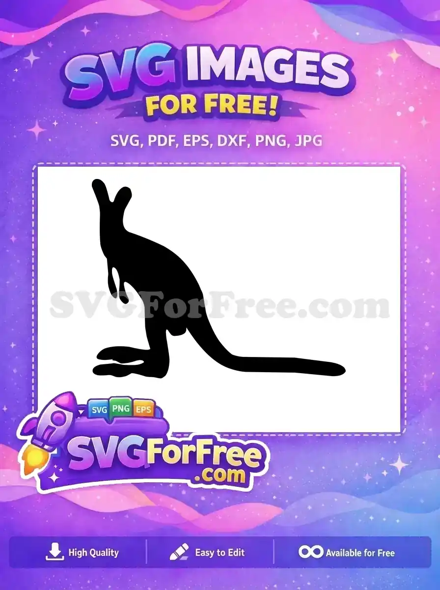 Free Black Silhouette Free Standing Kangaroo Australia Free SVG 1