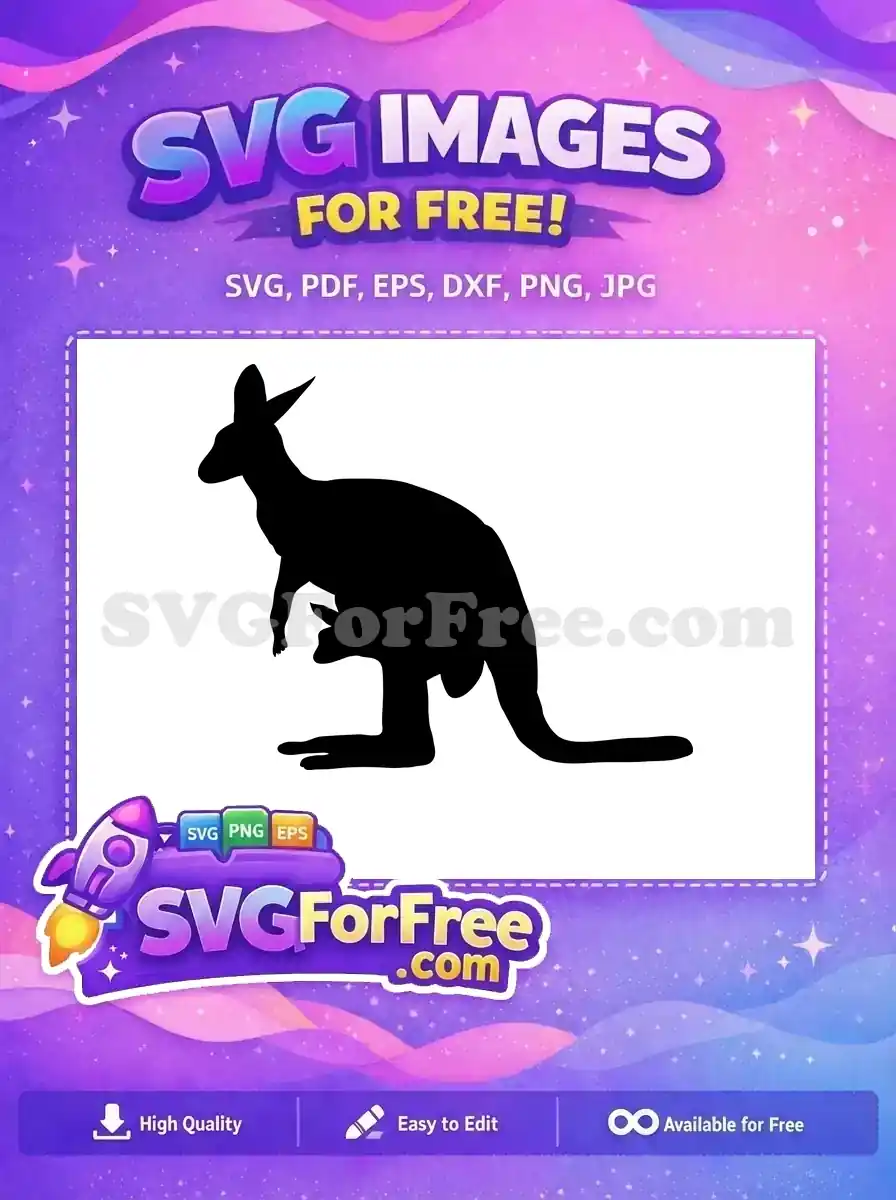 Free Mama Kangaroo Free Joey Silhouette Animal Free SVG 1