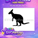 Free Black Silhouette Free Cute Kangaroo Australia Free SVG - Instant Download