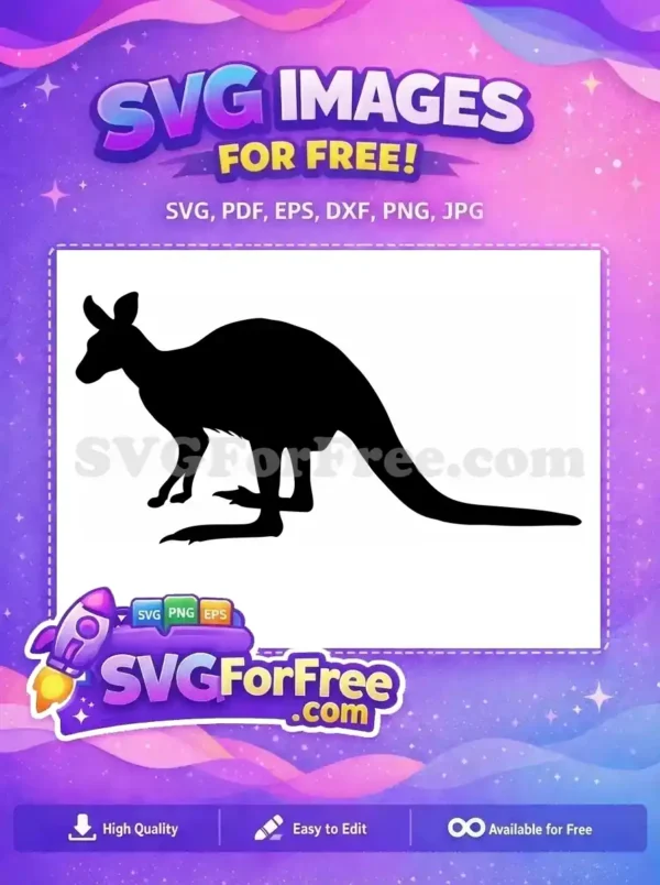 Free Cute Kangaroo Free Silhouette Black Free SVG