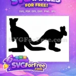 Free Mama Kangaroo Free Baby Silhouette Cartoon Free SVG - Instant Download