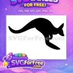 Free Black Kangaroo Silhouette Free Simple Line Art Free SVG - Instant Download