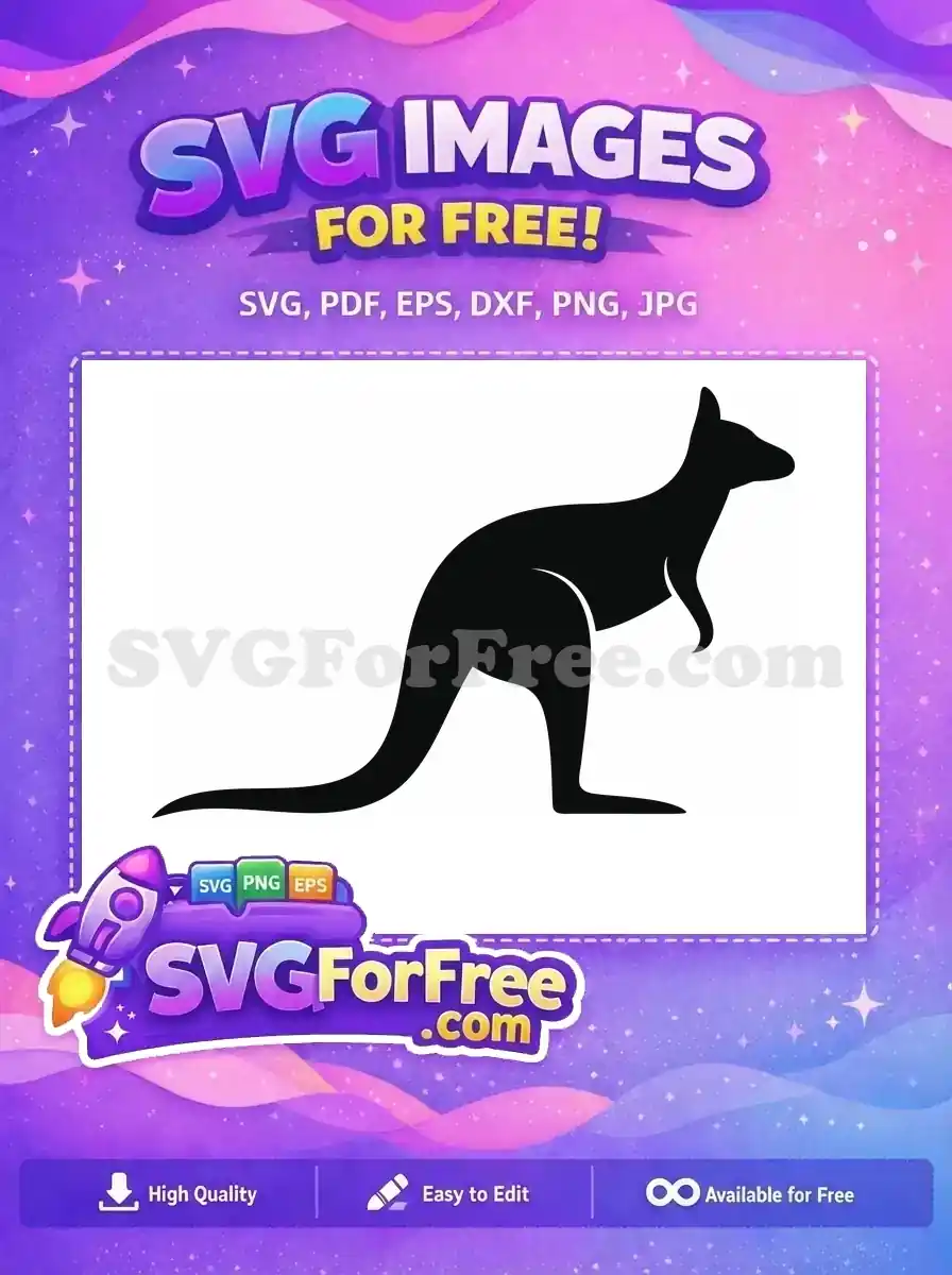 Free Standing Pose Free Black Silhouette Kangaroo Free SVG 4