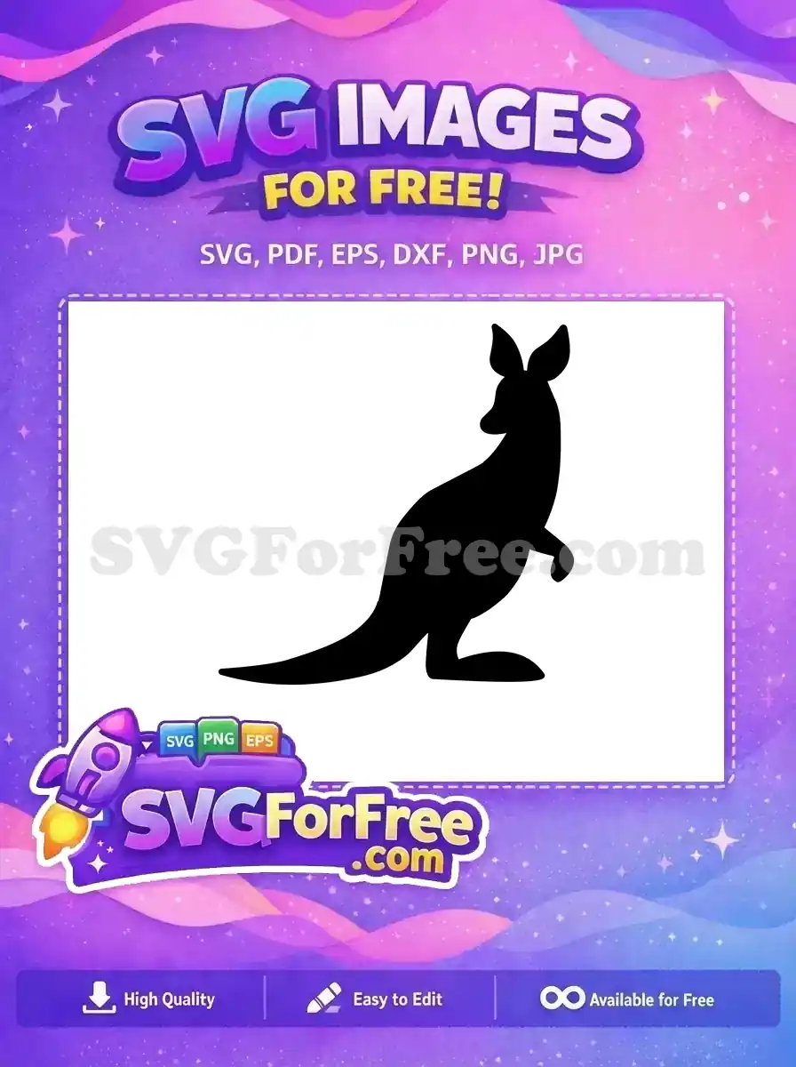 Free Black Silhouette Free Standing Kangaroo Australia Free SVG 3