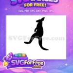 Free Black Silhouette Free Hopping Kangaroo Animal Free SVG - Instant Download