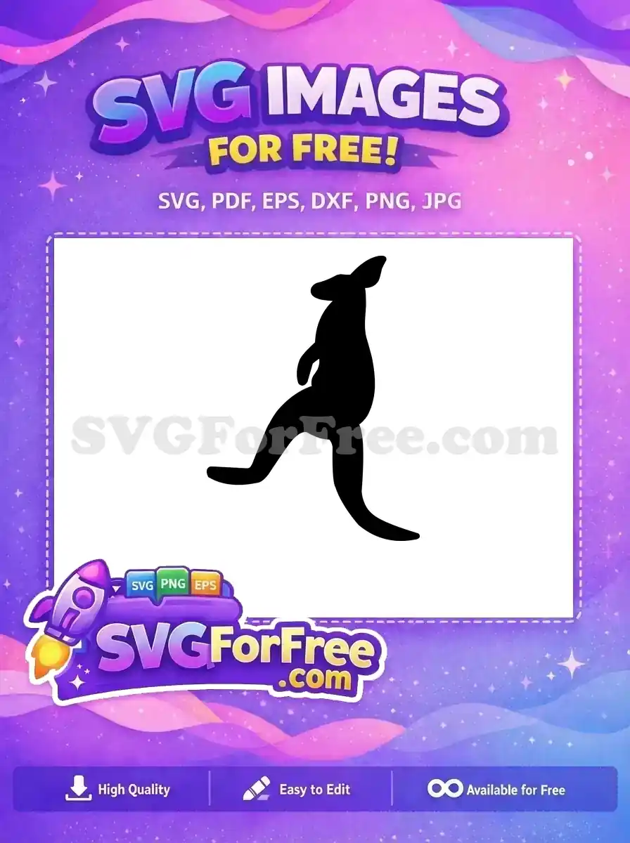 Free Black Silhouette Free Hopping Kangaroo Animal Free SVG