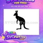 Free Black Silhouette Free Kangaroo Side Profile Wildlife Free SVG - Instant Download