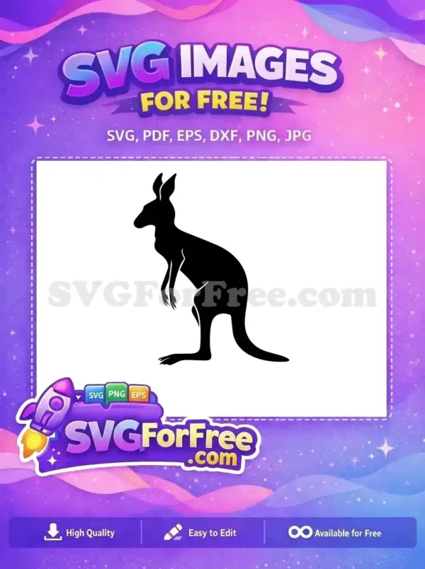 Free Black Silhouette Free Kangaroo Side Profile Wildlife Free SVG