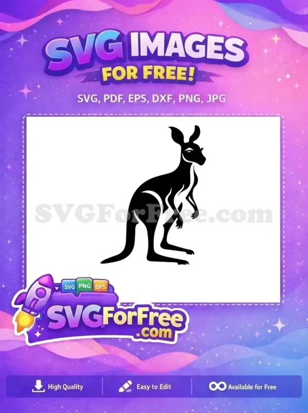 Free Black Silhouette Free Standing Kangaroo Animal Free SVG