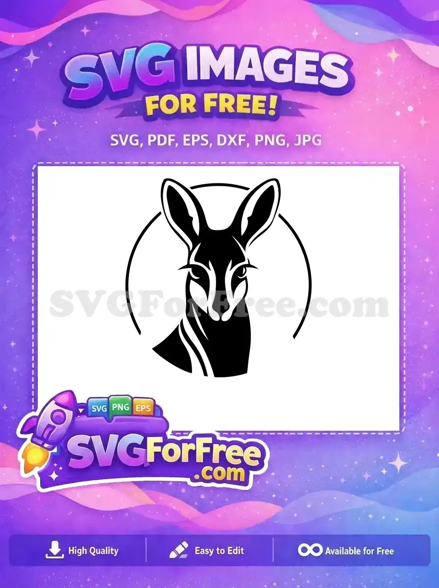 Free Detailed Face Free Silhouette Kangaroo Portrait Free SVG 2