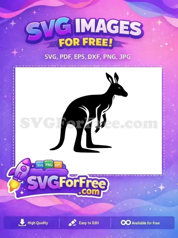 Free Minimalist Black Kangaroo Free Silhouette Australia Free SVG