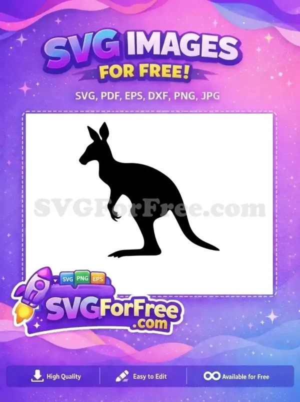 Free Standing Pose Free Black Silhouette Kangaroo Free SVG 6