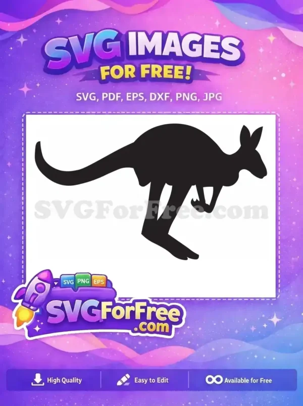 Free Hopping Black Free Silhouette Kangaroo Australia Free SVG 4
