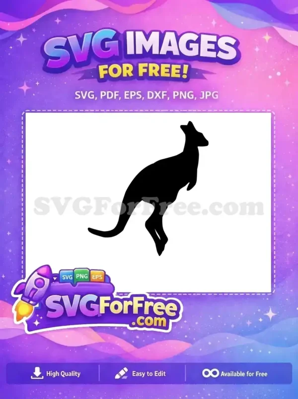 Free Hopping Silhouette Free Black Kangaroo Wildlife Free SVG 2