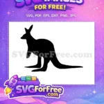 Free Black Silhouette Free Kangaroo Profile Silhouette Free SVG - Instant Download