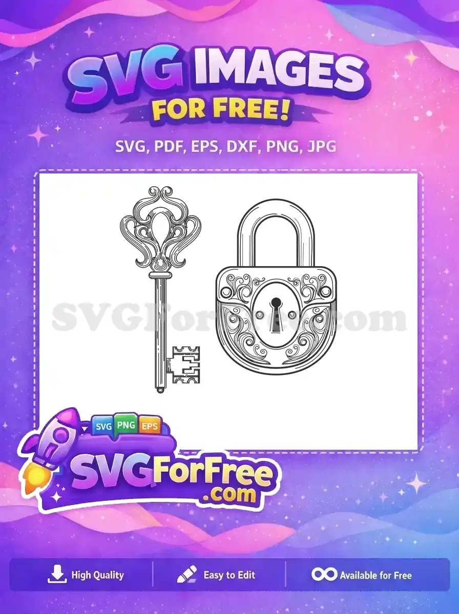 Free Ornate Antique Key Free Intricate Lock Security Free SVG