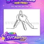 Free Key Vector Free Outline Simple Key Free SVG - Instant Download