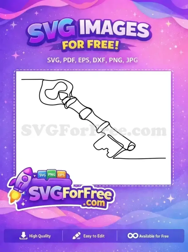 Free Antique Style Key Free Line Art Vector Free SVG