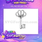 Free Heart Ornate Design Free Antique Key Vector Free SVG - Instant Download