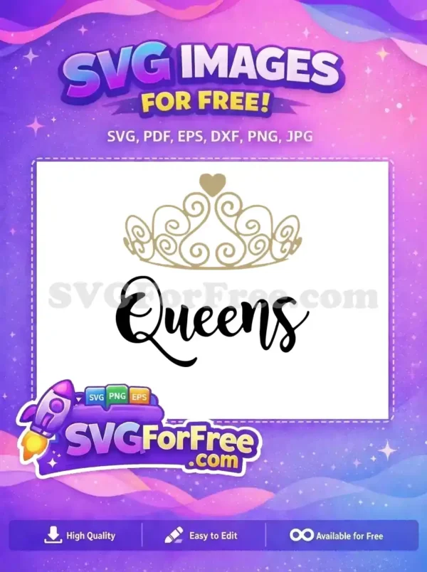 Free Golden Heart Crown Free Queens Script Calligraphy Art Free SVG Free Golden Heart Crown Free Queens Script Calligraphy Art Free SVG