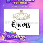 Free Gold Crown Free Heart Detail Queens Design Free SVG - Instant Download