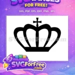 Free King Crown with Cross Free Queen Black Silhouette Royalty Free SVG - Instant Download