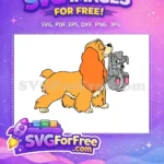 Free Golden Lady Holding Free Gray Scamp Lady and the Tramp Free SVG - Instant Download