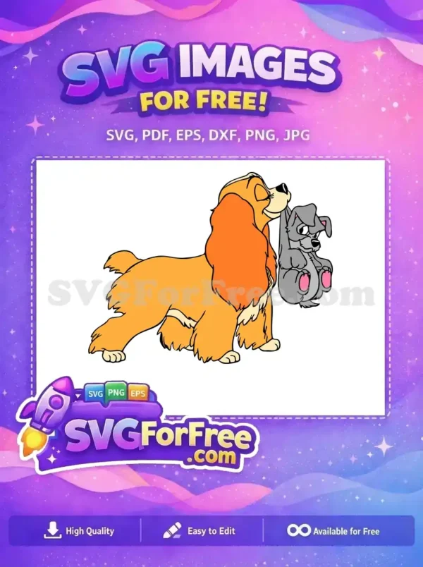 Free Golden Lady Holding Free Gray Scamp Lady and the Tramp Free SVG