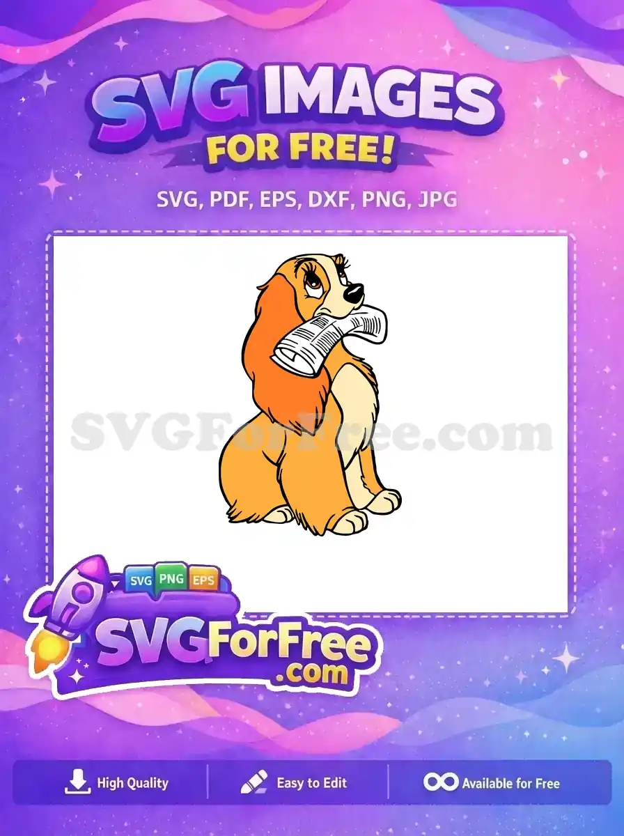 Free Newspaper in Mouth Free Sad Eyes Lady Tramp Free SVG