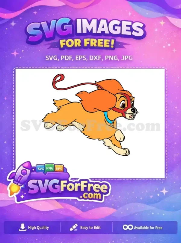 Free Lady Running Free Muzzle Detail Lady and Tramp Free SVG