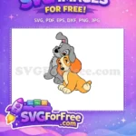 Free Tramp Hugging Free Lady Orange Brown Lady and Tramp Free SVG - Instant Download