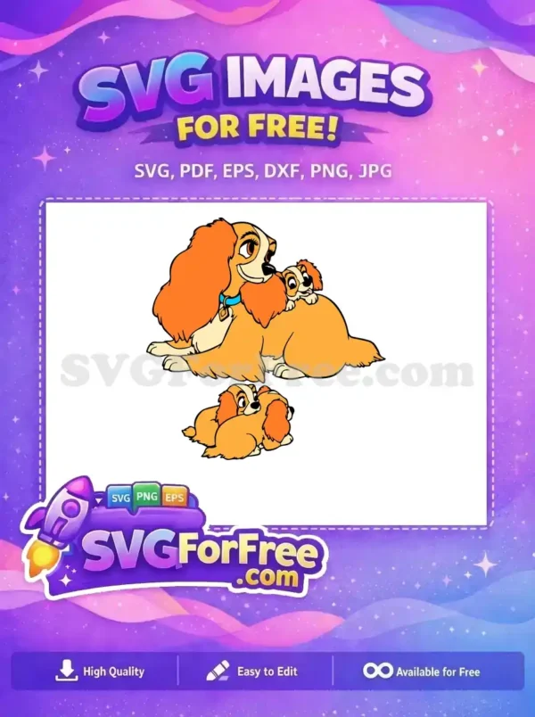 Free Lady Hugging Free Her Puppy Lady and the Tramp Free SVG