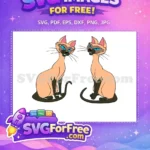 Free Siamese Cats with Blue Eyes Free Lady and Tramp Free SVG - Instant Download