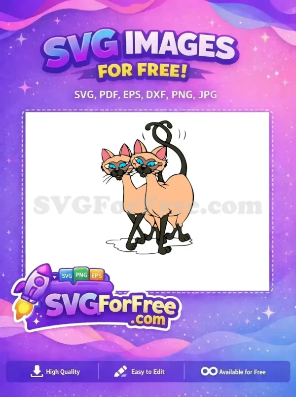 Free Siamese Cats Grumpy Free Twin Cats Lady Tramp Free SVG