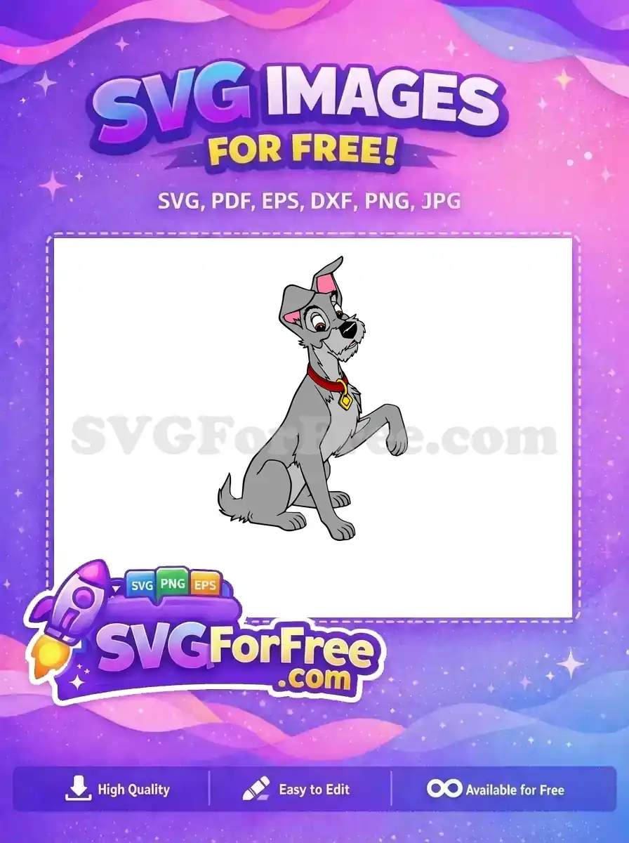 Free Gray Tramp Smiling Free Red Collar Lady Free SVG