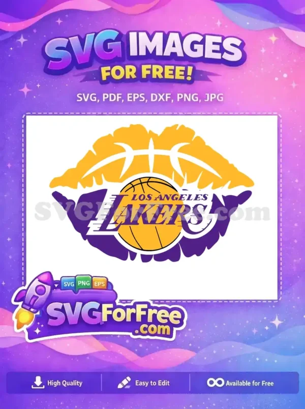 Free Purple Gold Free Basketball Los Angeles Lakers Free SVG 1