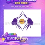 Free Ripped Purple Free Lakers Logo NBA Free SVG - Instant Download