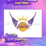 Free Purple Wings Free Golden Crown Lakers Free SVG - Instant Download