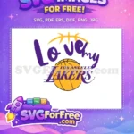 Free Purple Gold Lakers Free Love my Ball Free SVG - Instant Download