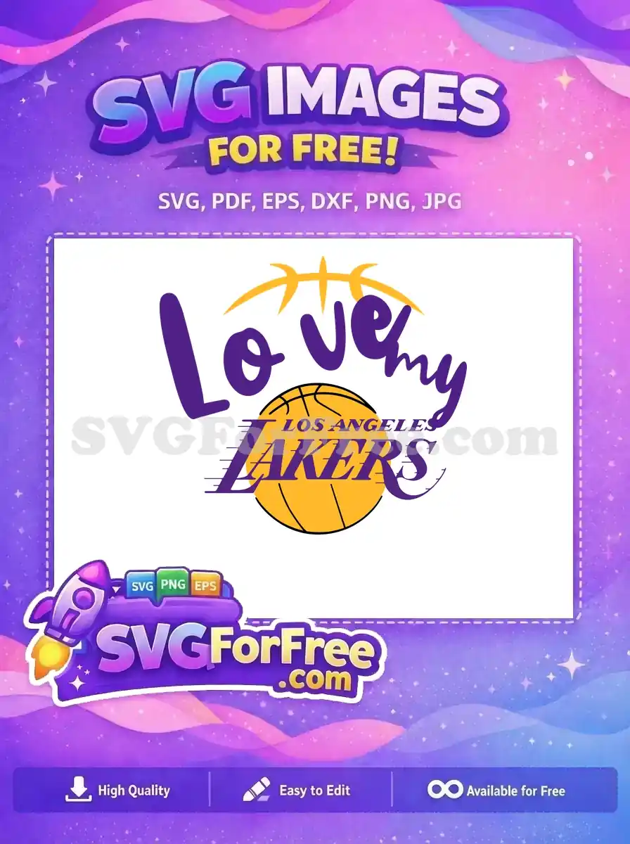 Free Purple Gold Lakers Free Love my Ball Free SVG