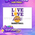 Free Purple Gold Lakers Free Heart Live Love Free SVG - Instant Download