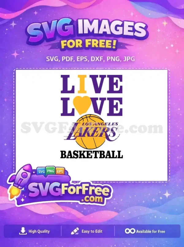 Free Purple Gold Lakers Free Heart Live Love Free SVG