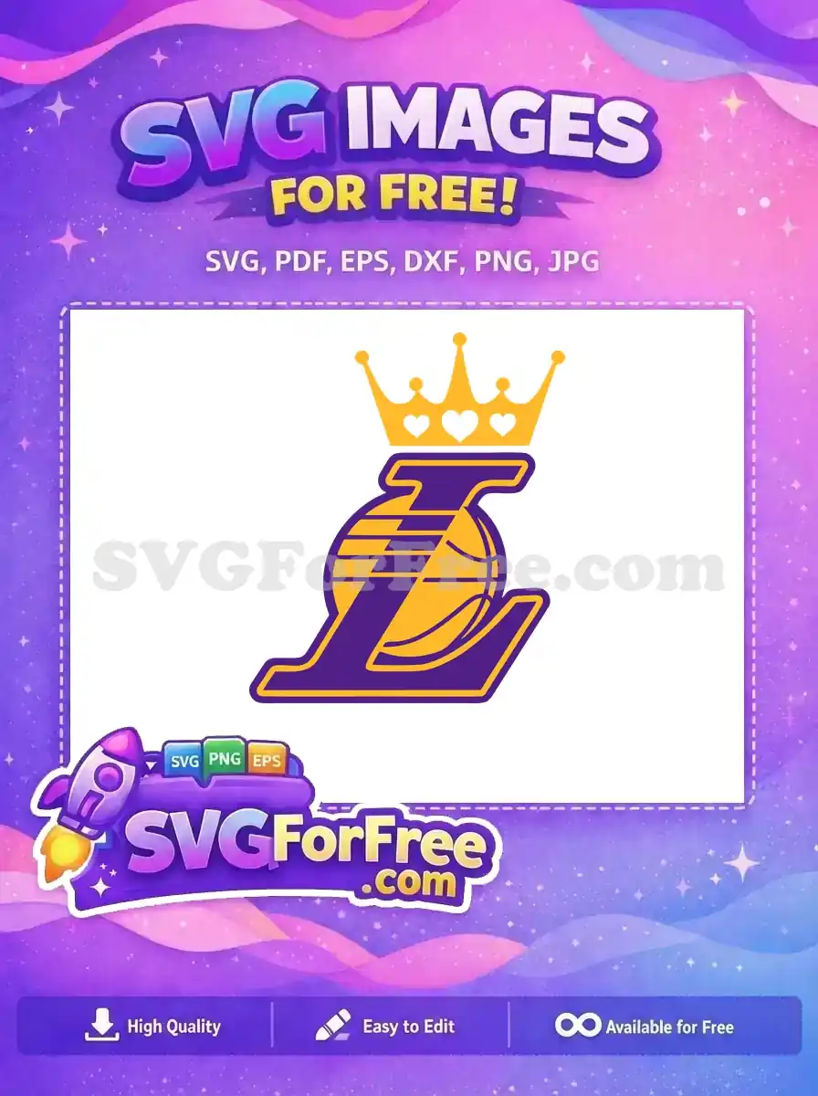 Free Crown Hearts Free Purple Yellow Lakers Free SVG
