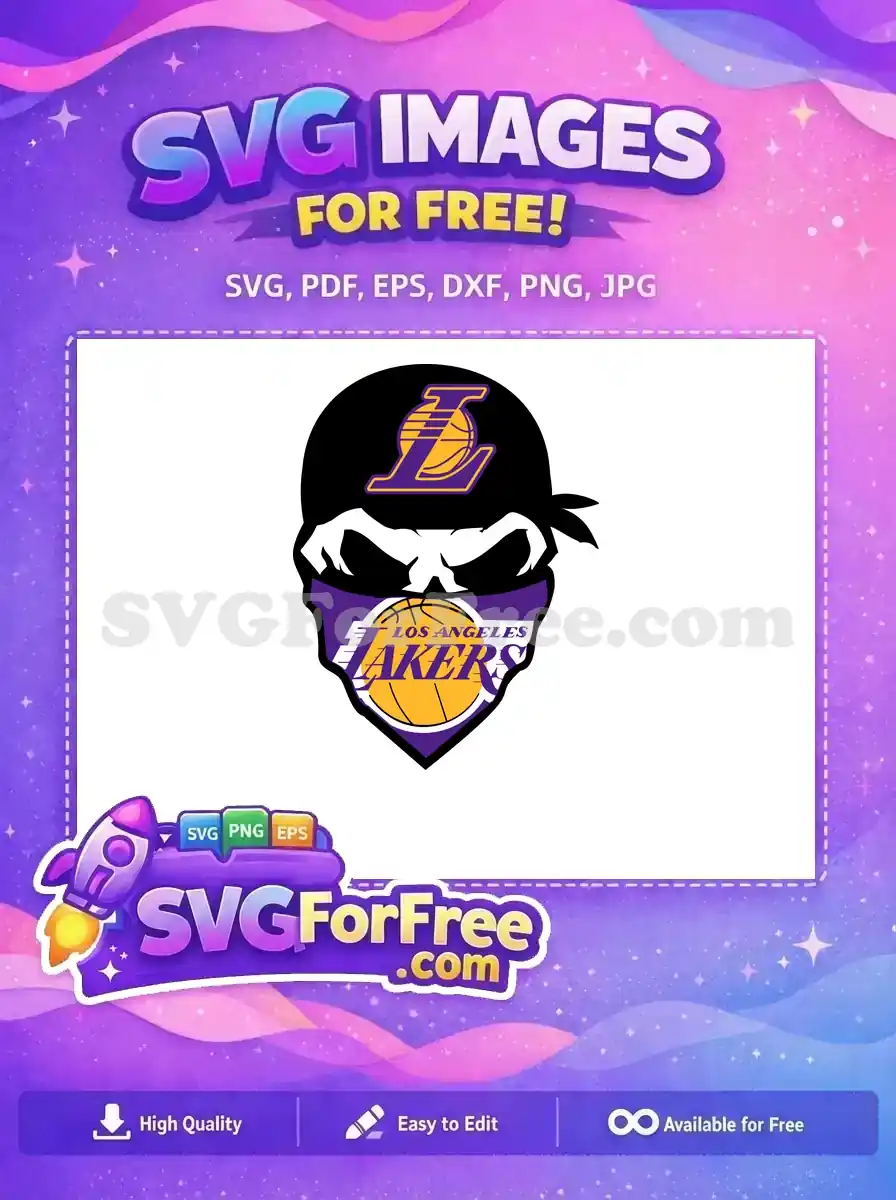 Free Skull Bandana Free Lakers Logo Purple Yellow Free SVG