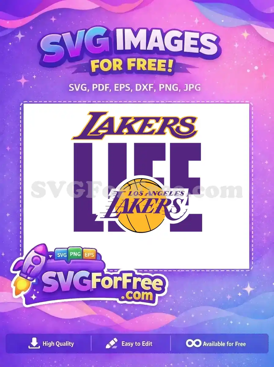 Free Purple Gold Free Basketball Los Angeles Lakers Free SVG 2
