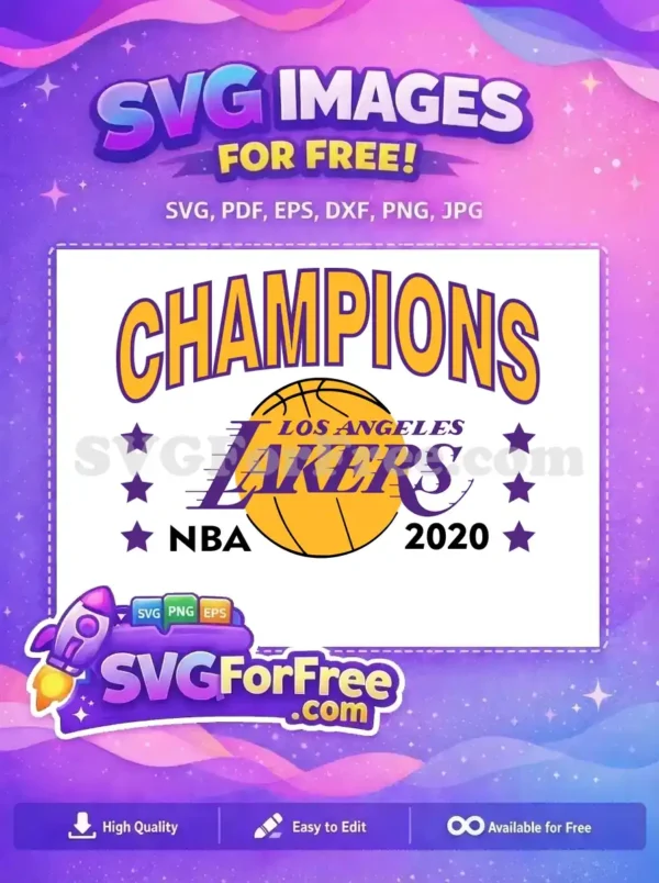 Free Champions Gold Purple Free Basketball NBA 2020 Free SVG