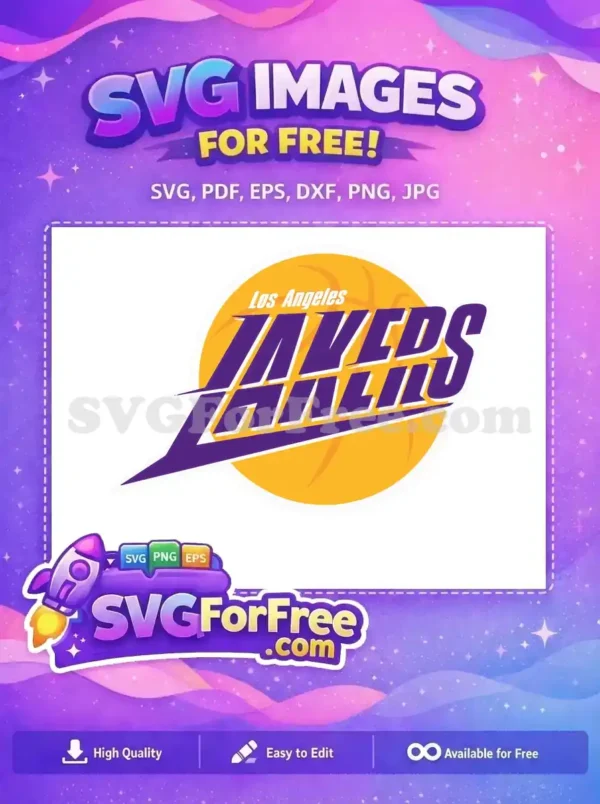 Free Purple Lakers Free Yellow Basketball Los Angeles Free SVG