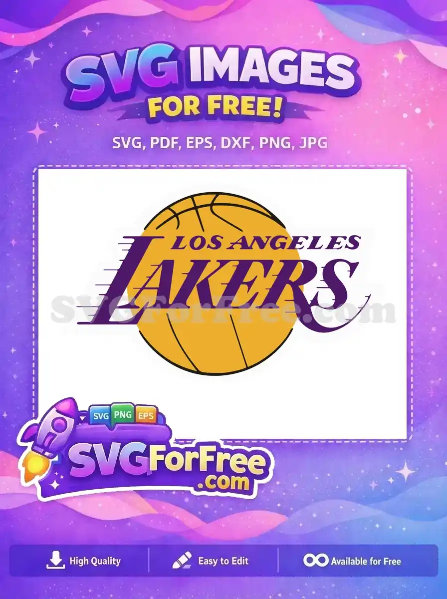 Free Los Angeles Lakers Free Purple Gold Basketball Free SVG
