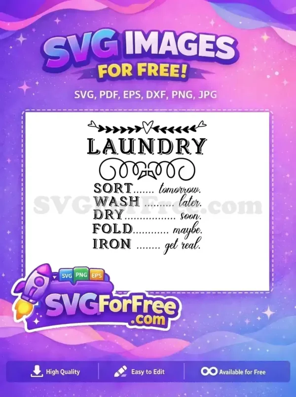 Free Laundry Sort Wash Free Dry Fold Iron Free SVG
