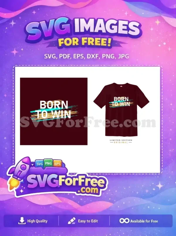 Free Cyan Brushstrokes Free Golden Ink Born To Win Free SVG